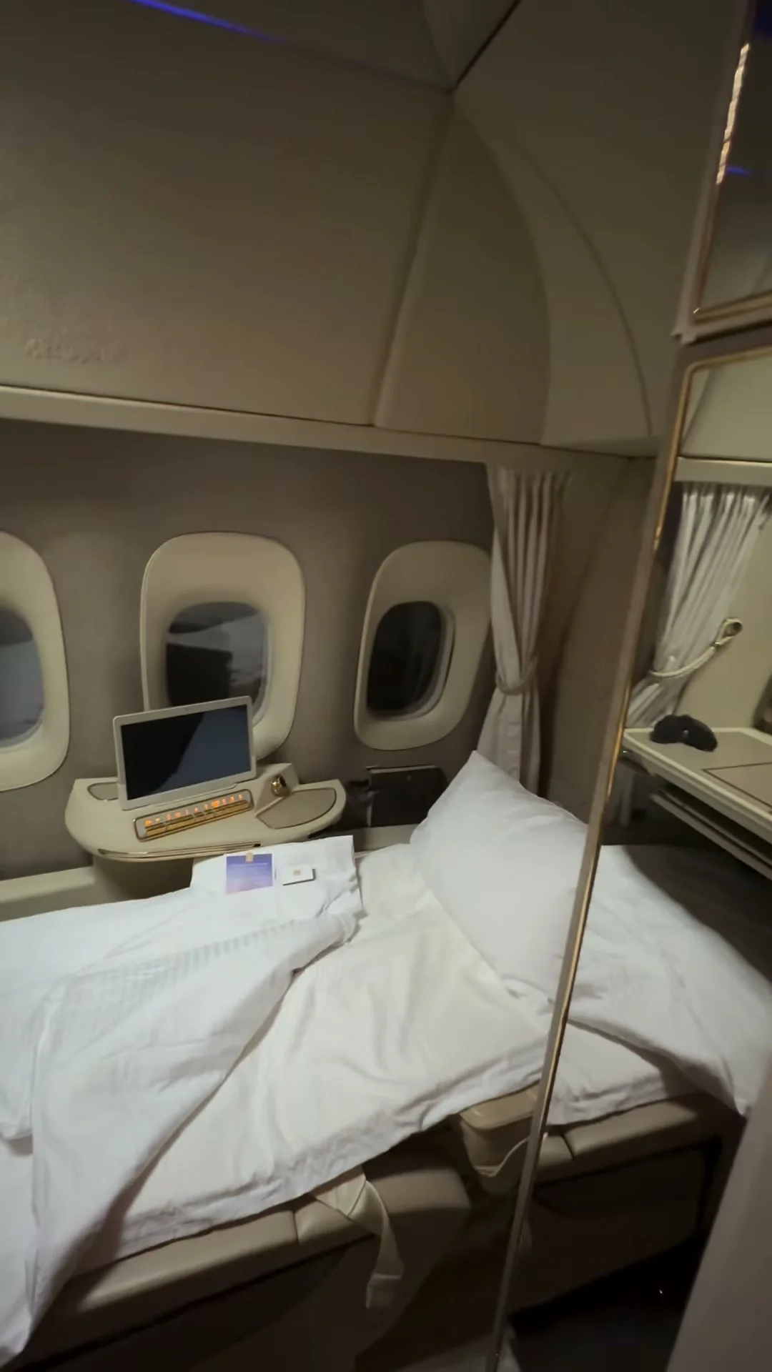 Aircraft windows and a cabin interior, from Bill’s travel footage